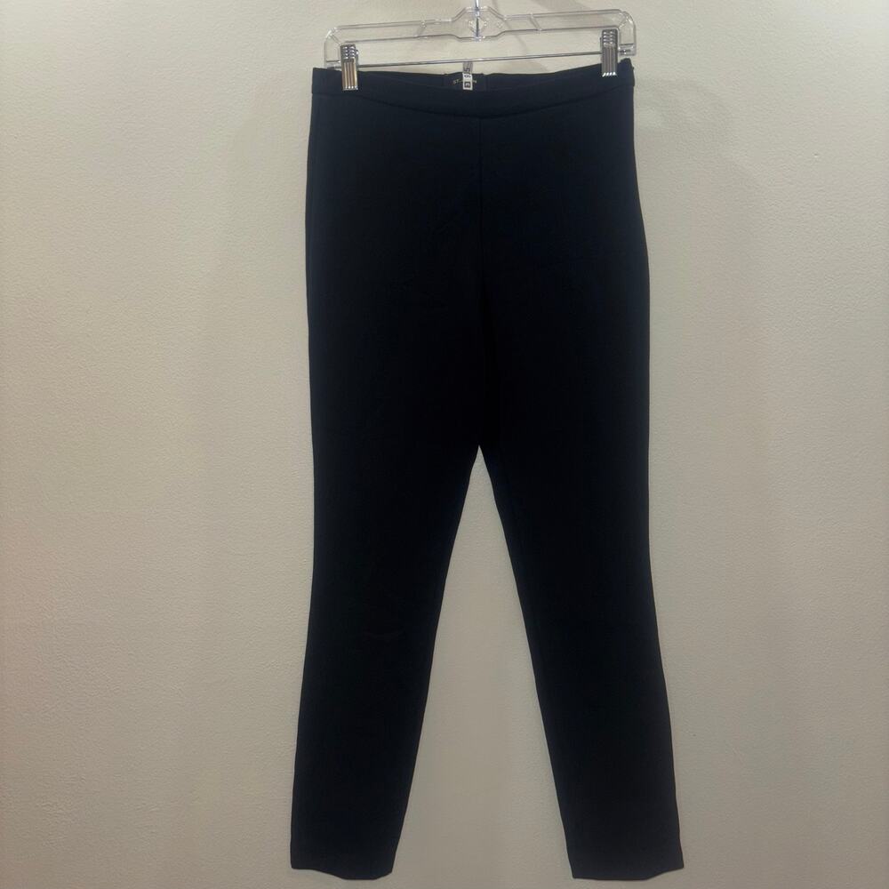 St. John Black Knit Pull On Trousers Pants Size 6 Stretch Career Luxe Minimalist